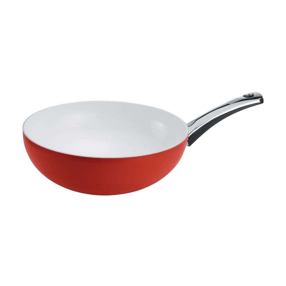 Berndes Pearl Wok 11.5 in./4.5 Qt. Red Milestone Handle