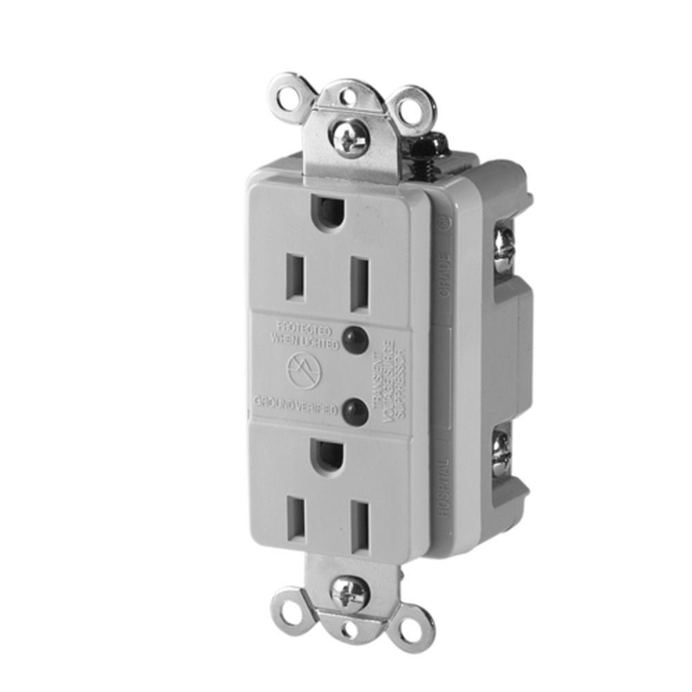 Eaton Commercial Grade 15 Amp Duplex Receptacle with LED Indicators