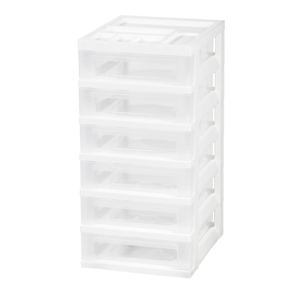Iris 12 05 In X 24 5 In White 6 Drawer Storage Cart With
