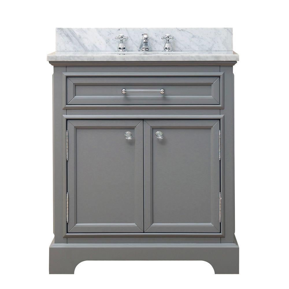 Water Creation 24 In W X 215 In D X 34 In H Vanity In Cashmere Grey With Marble Vanity Top In Carrara White Derby 24g The Home Depot