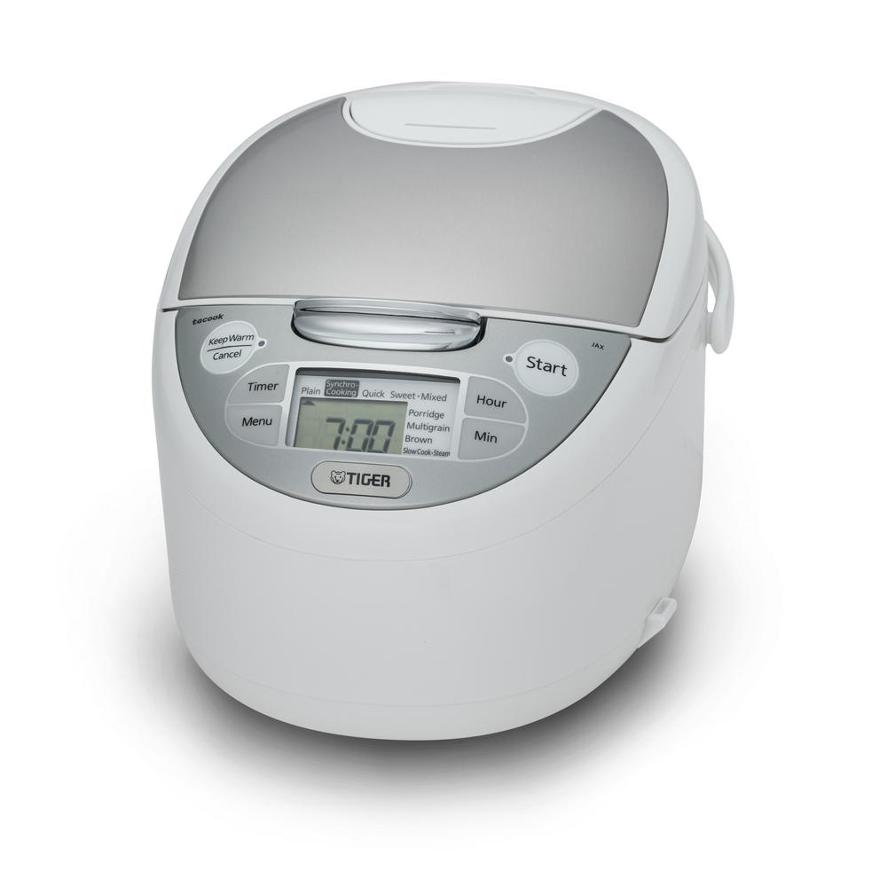 Tiger Micom 5.5-Cup White Rice Cooker with Tacook Cooking Plate-JBV ...