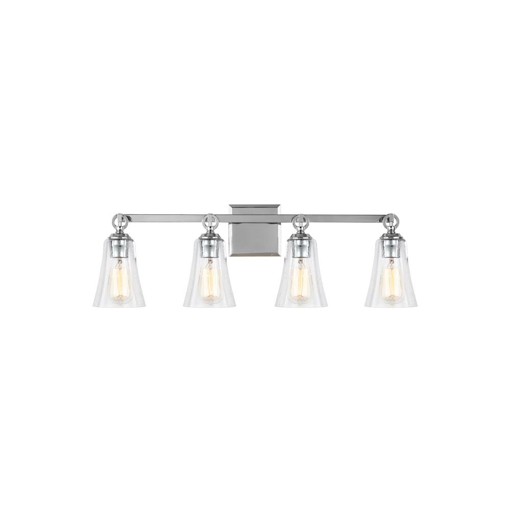 Feiss Monterro 30 In W 4 Light Chrome Vanity With Clear Feiss Monterro 30 In W 4 Light Chrome Vanity With Clear Seeded