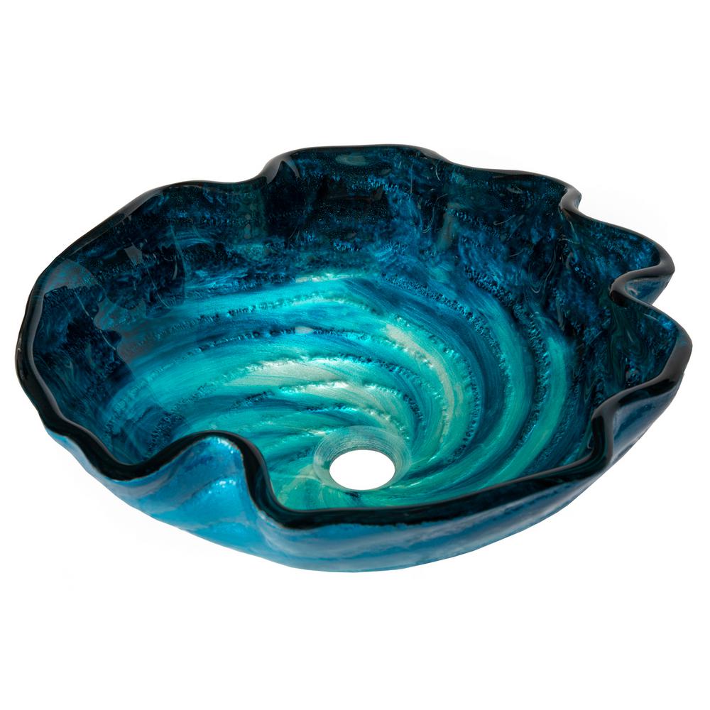 Eden Bath Caribbean Wave Glass Vessel Sink in BlueEB_GS37 The Home Depot