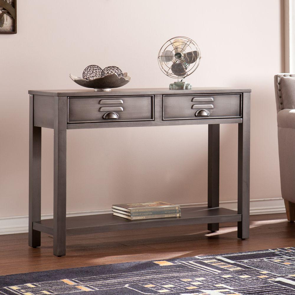 Southern Enterprises Sarah Renovation Gray Storage Console Table Southern Enterprises Sarah Renovation Gray Storage Console Table
