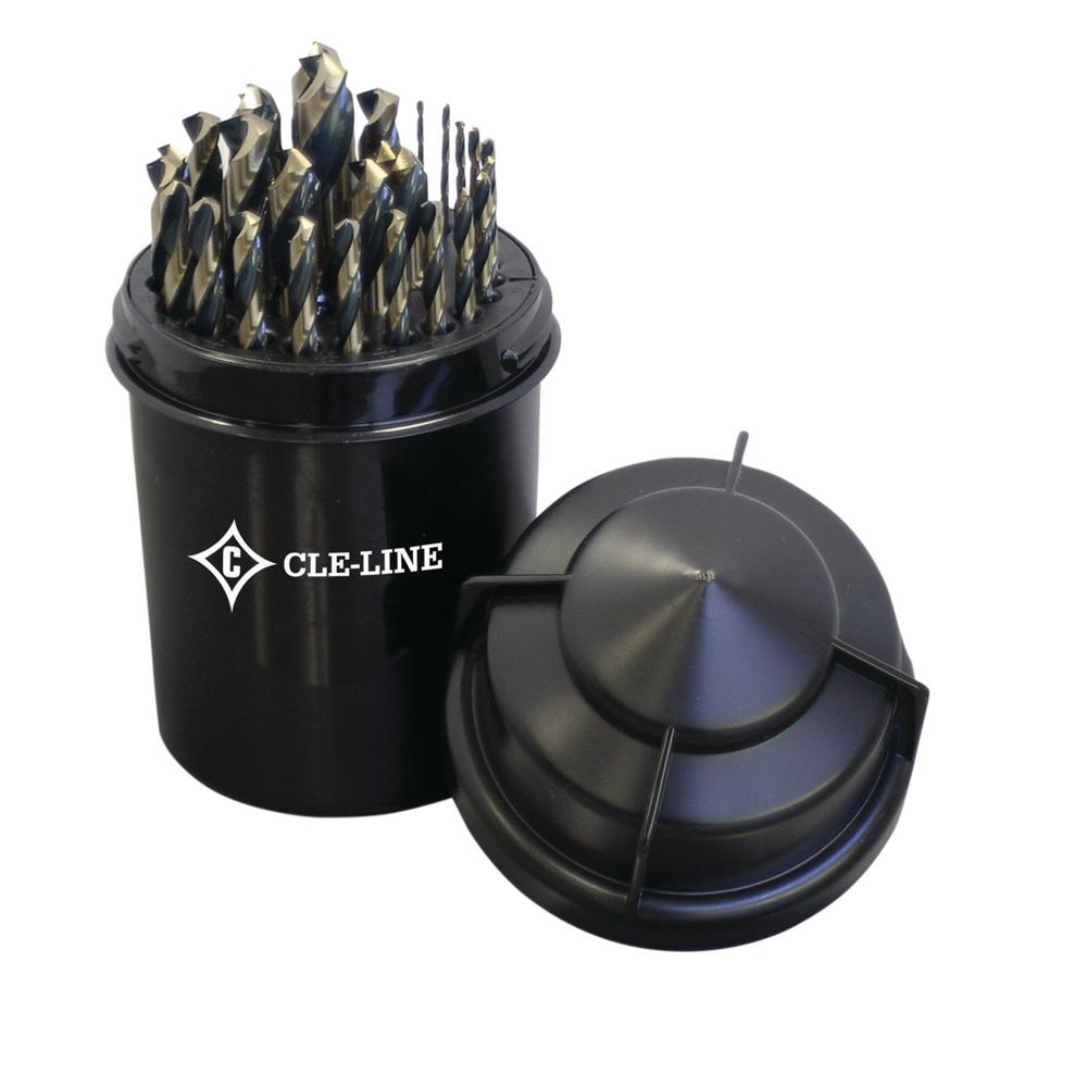 Letter Size B Drill Diameter Pack of 12 Cle-Line C18030 Heavy Duty Jobber Length Drill Straight Shank Black and Gold Finish 135-Degree Split Point High Speed Steel