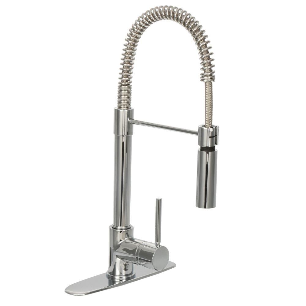 Glacier Bay Series 400 Single Handle Pull Down Sprayer Kitchen Faucet In Chrome 78cr557pelfhhd The Home Depot
