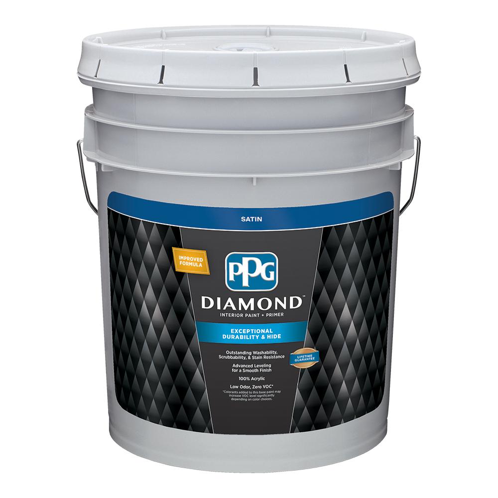 PPG Diamond 5 gal. Pure White Satin Interior Paint and Primer-GLD 7311