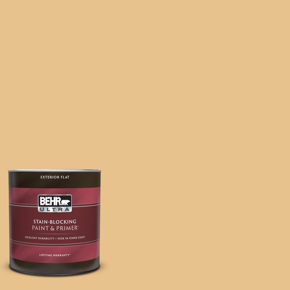 BEHR ULTRA 1 qt. T1702 Gold Hearted Flat Exterior Paint & Primer