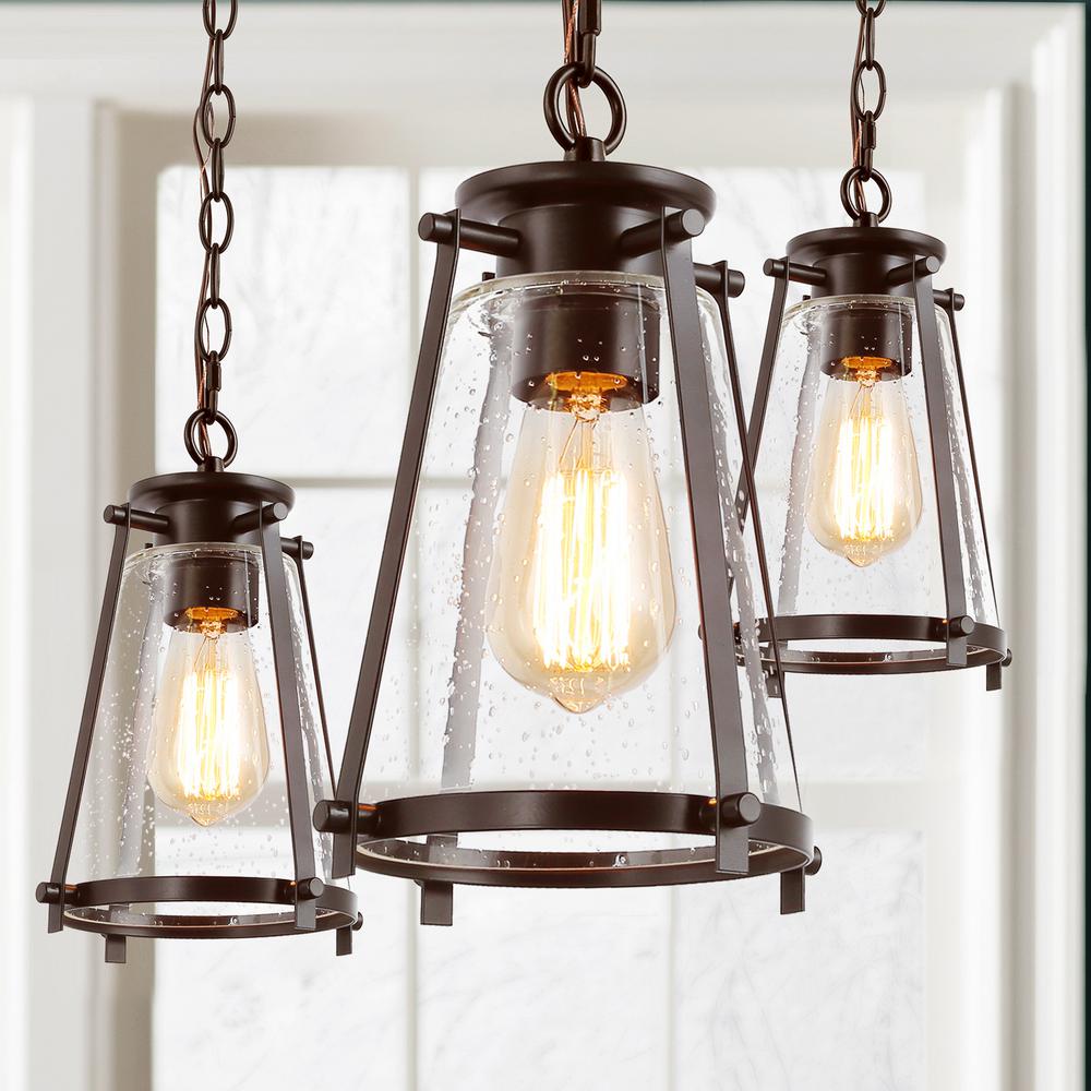 Westinghouse Cindy 1 Light Oil Rubbed Bronze And Barnwood Mini Pendant With Clear Seeded Glass