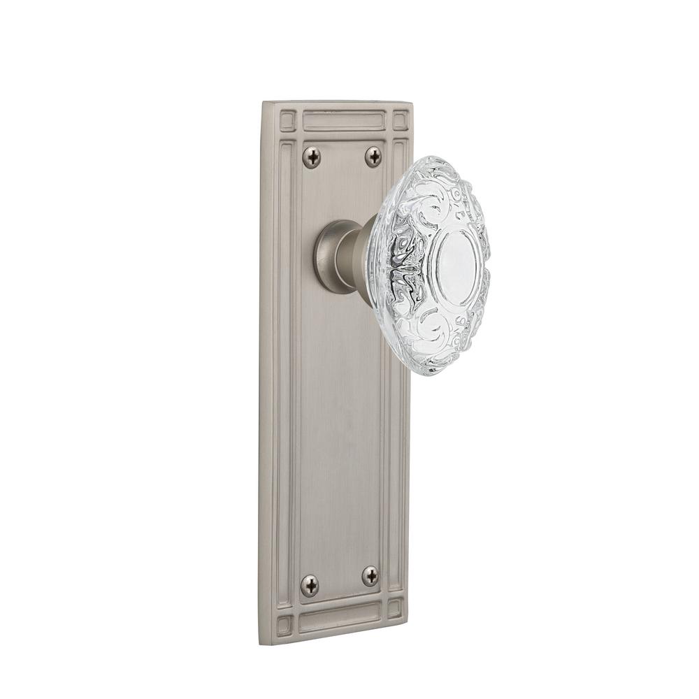 Nostalgic Warehouse Mission Plate Satin Nickel Double Dummy Crystal Victorian Door Knob