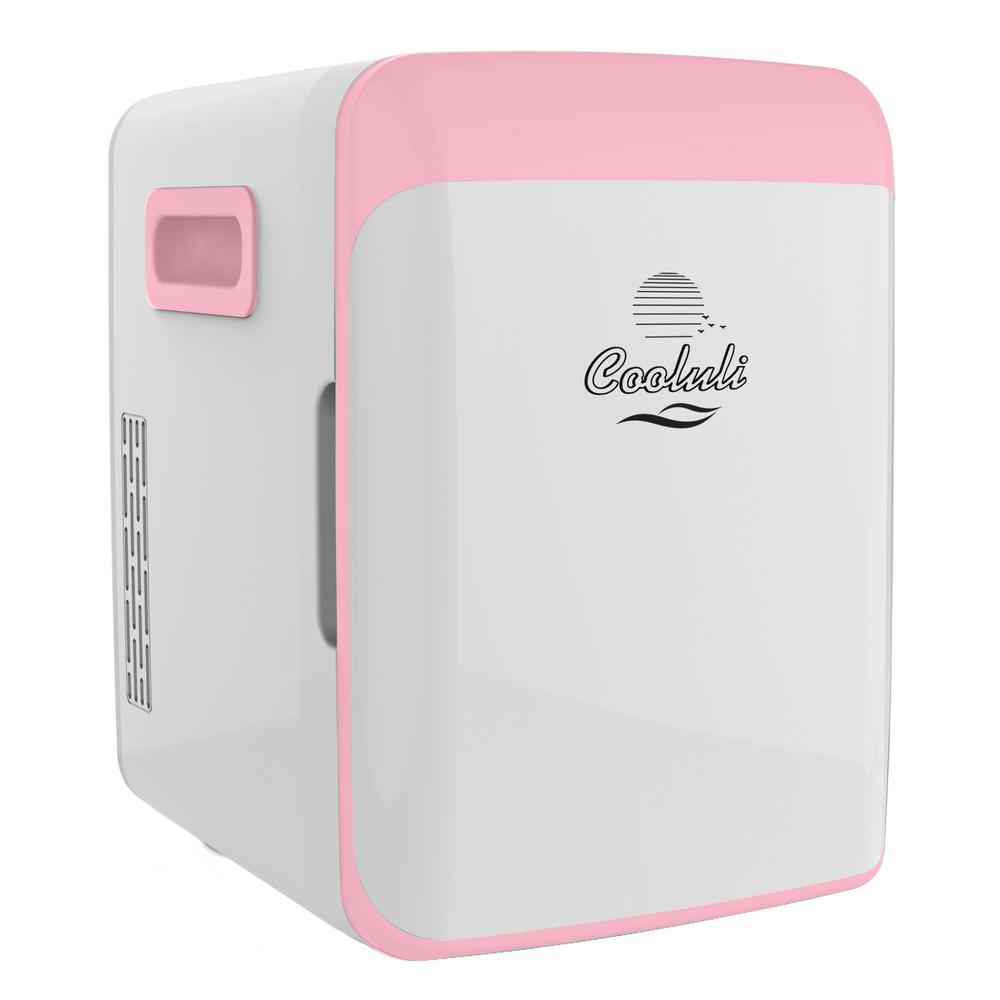 COOLULI Classic 0.35 cu. ft. Retro Mini Fridge in Pink without Freezer
