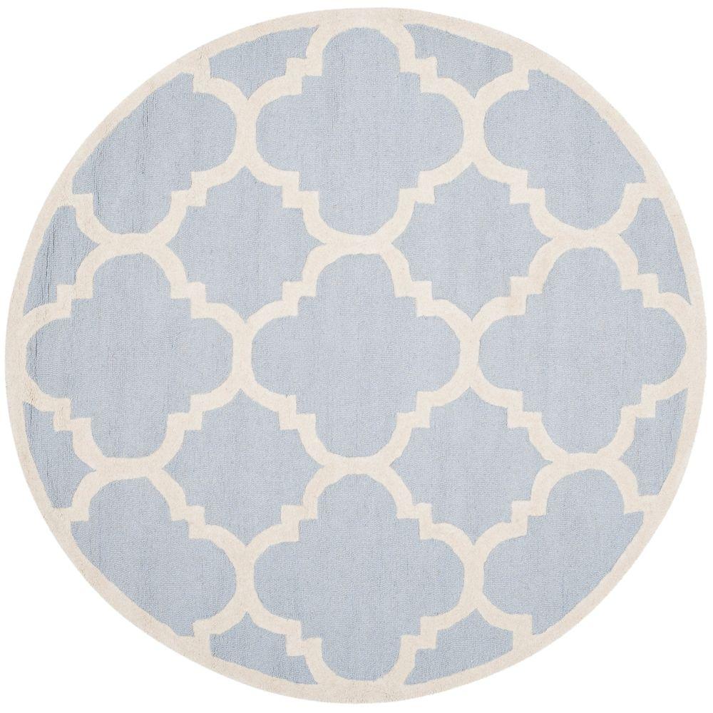 Safavieh Cambridge Light Blue/Ivory 6 ft. x 6 ft. Round Area Rug