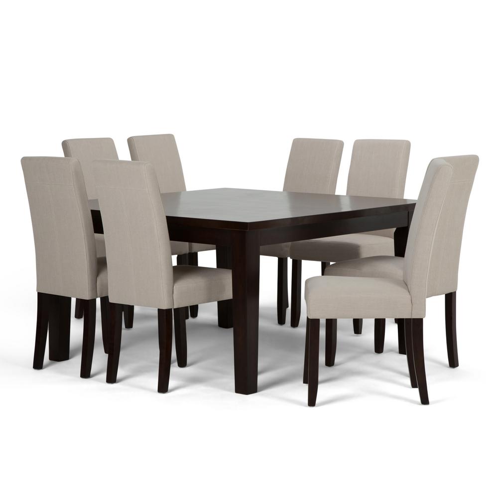 Simpli Home Acadian 9 Piece Dining Set With 8 Upholstered