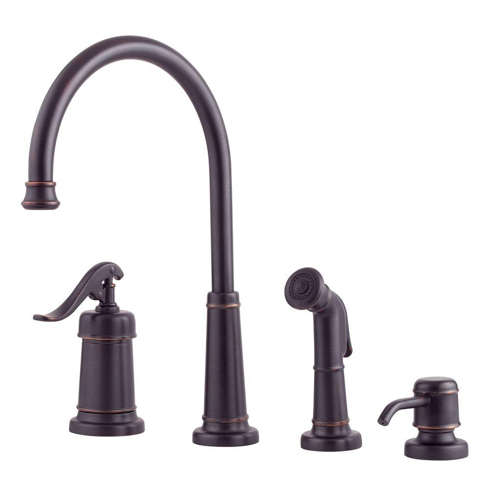 Pfister Ashfield Single Handle High Arc Standard Kitchen Faucet With   Tuscan Bronze Pfister Standard Spout Faucets Gt264ypy 64 1000 