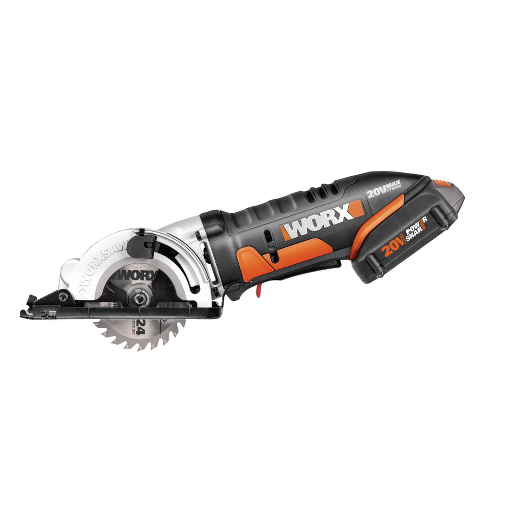 Worx Worxsaw 20Volt 33/8 in. Compact Circular SawWX523L The Home Depot