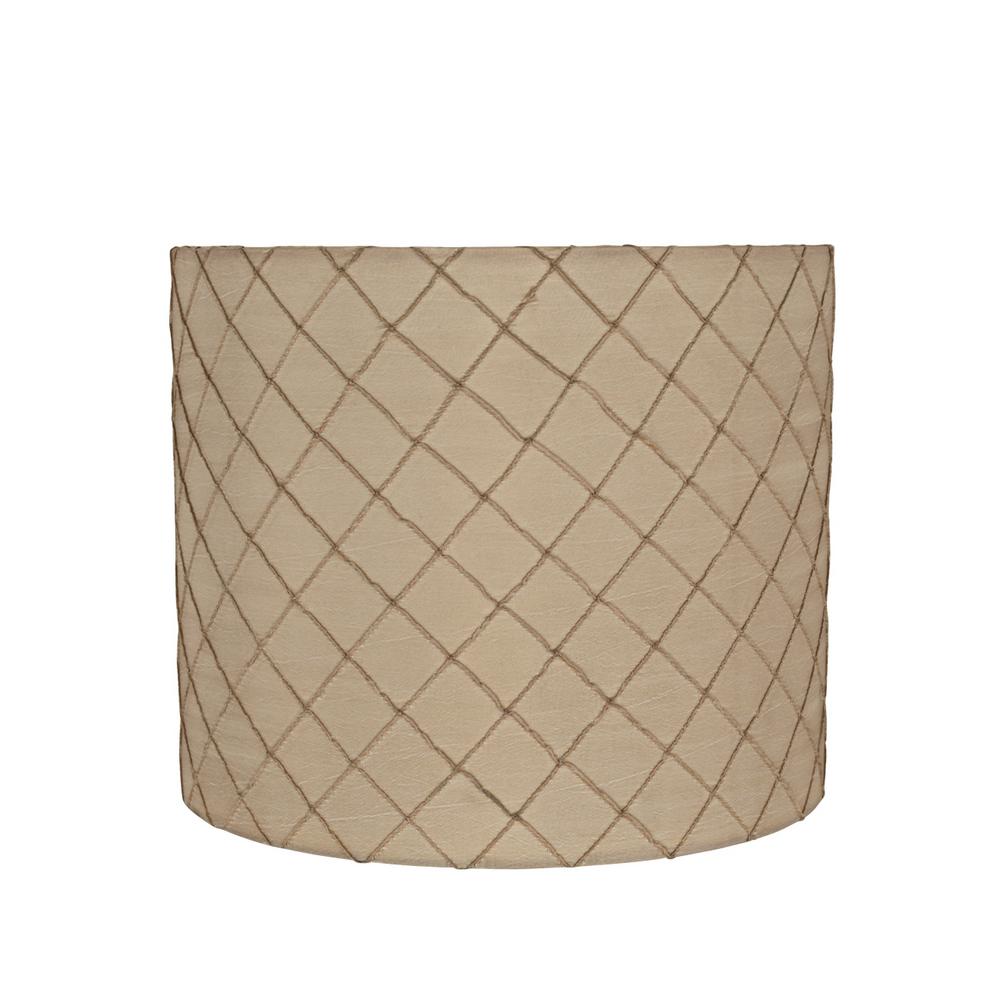 Aspen Creative Corporation 12 In X 10 Beige And Plaid Design Drum Cylinder Lamp Shade