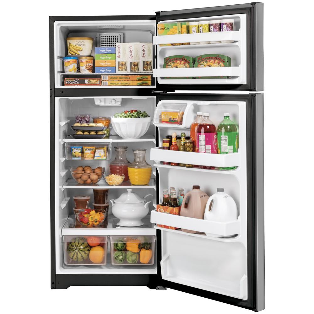 Small Refrigerator Without Ice Maker Stainless Steel - GE - Without Ice Maker - Top Freezer Refrigerators
