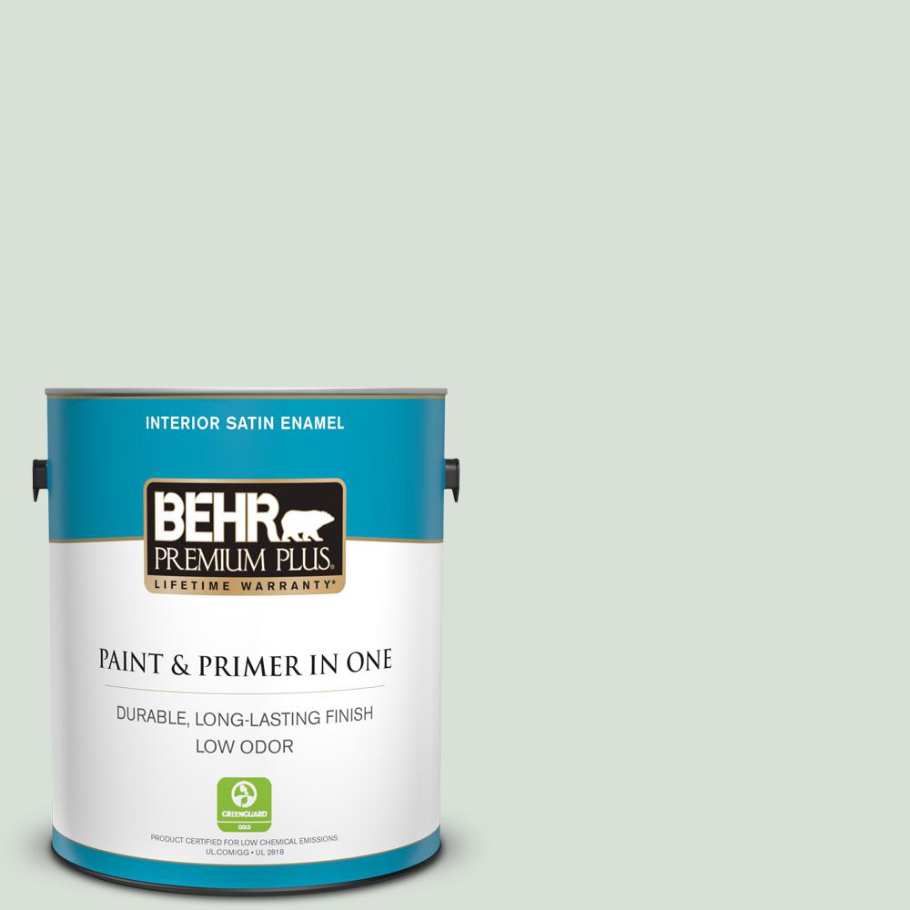 BEHR PREMIUM PLUS 1 Gal. #N420-1 Juniper Breeze Satin Enamel Low Odor ...