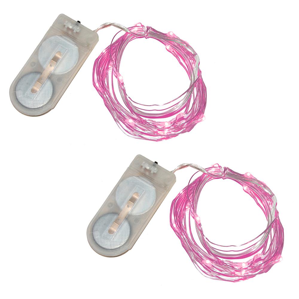 Lumabase 40 Light Mini Battery Operated Waterproof String Lights In Lumabase 40 Light Mini Battery Operated Waterproof String Lights In Pink 2 Count 64402 The Home Depot