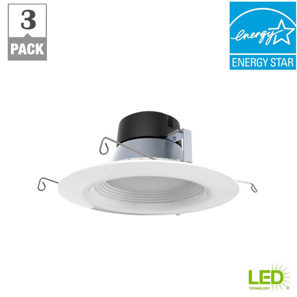 Ecosmart 5in 6in White Integrated Led Recessed Trim 3 Pack Dl White Integrated Led Recessed Trim 3 Pack