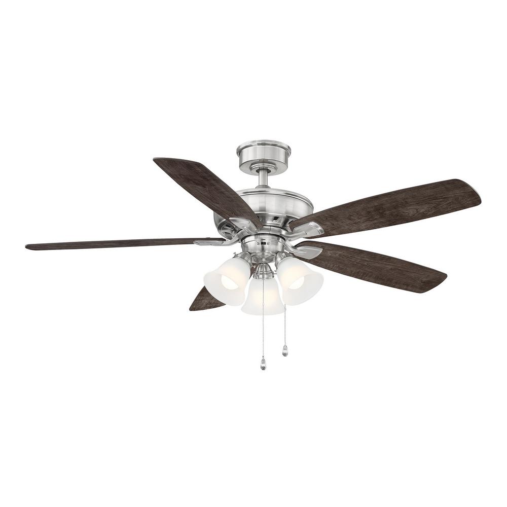 Hampton Bay Wellton 54 In Led Brushed Nickel Dc Motor Ceiling Fan