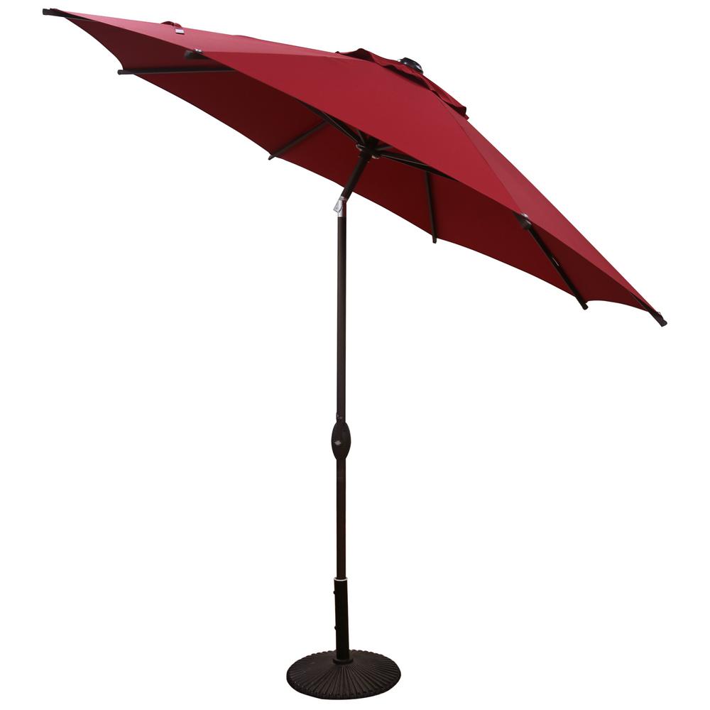 Abba Patio 9 Ft Market Patio Umbrella Steel Pole With Auto Tilt And Crank Red 8 Ribs Ap9388ctar The Home Depot