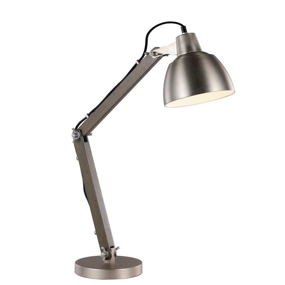 UPC 736916631570 product image for Bel Air Lighting 16 in. Satin Nickel Indoor Desk Lamp with Wood and Metal Constr | upcitemdb.com