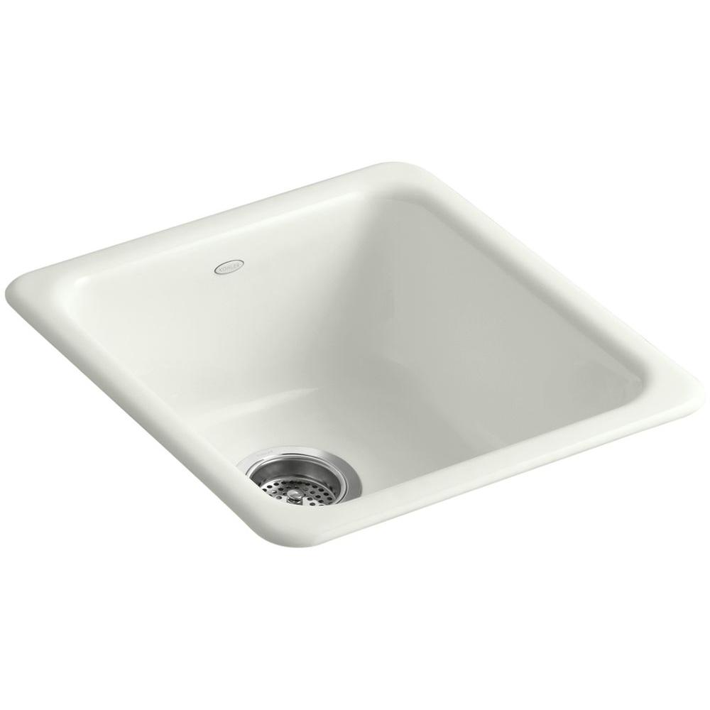 Kohler Dual Mount Cast Iron 17 In Single Basin Kitchen Sink Dune Single Basin Kitchen Sink In Dune