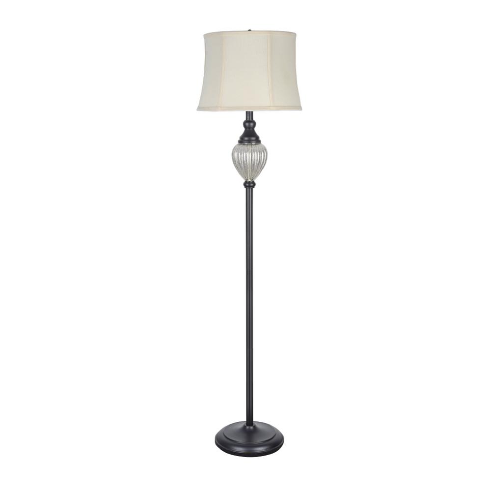 Aspen Creative Corporation 58 1 2 In Oil Rubbed Bronze Metal Floor Oil Rubbed Bronze Metal Floor Lamp With Bell Shaped Shade In Off White