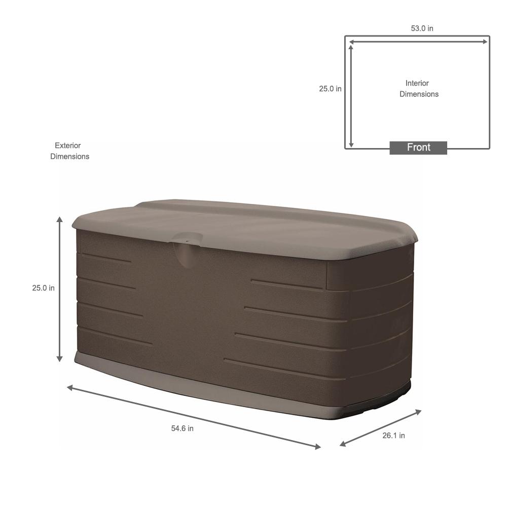 Rubbermaid 90 Gal Large Resin Deck Box With Seat 2047054 The Home Depot