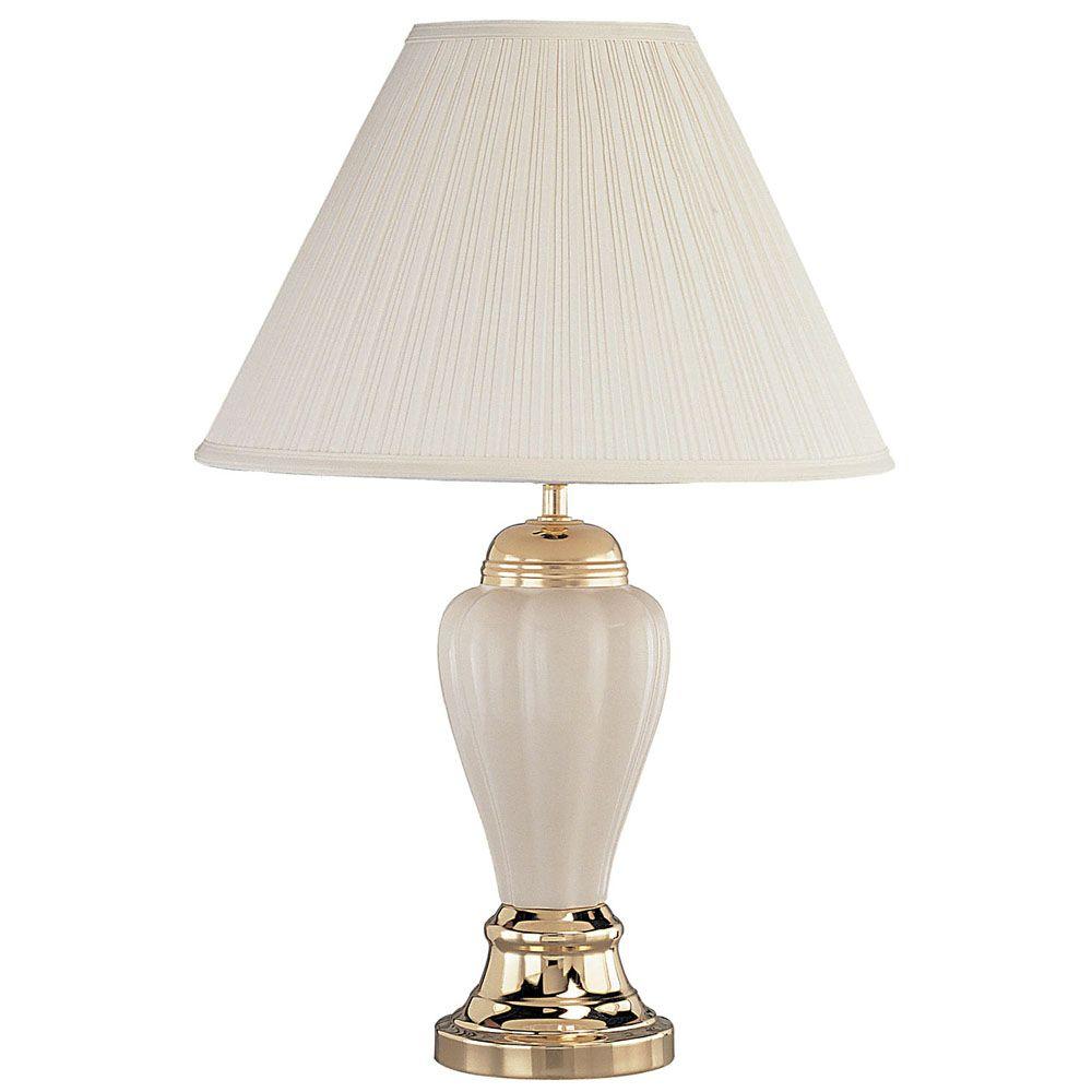 ORE International 27 in. Ceramic Ivory Table Lamp-6117IV - The Home Depot