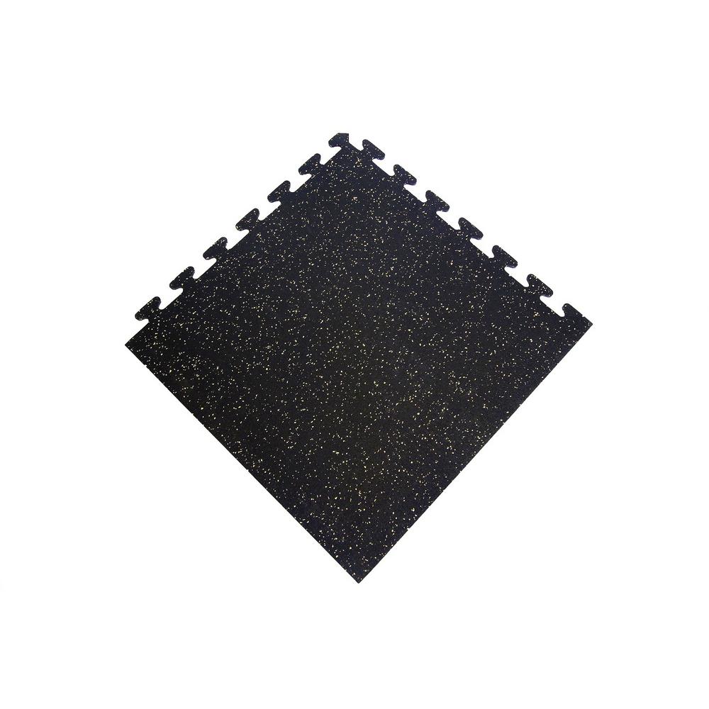 Black With Tan 24 In X Finished Corner Recycled Rubber Floor Finished Corner Recycled Rubber Floor Tile 16 Sq Ft Case
