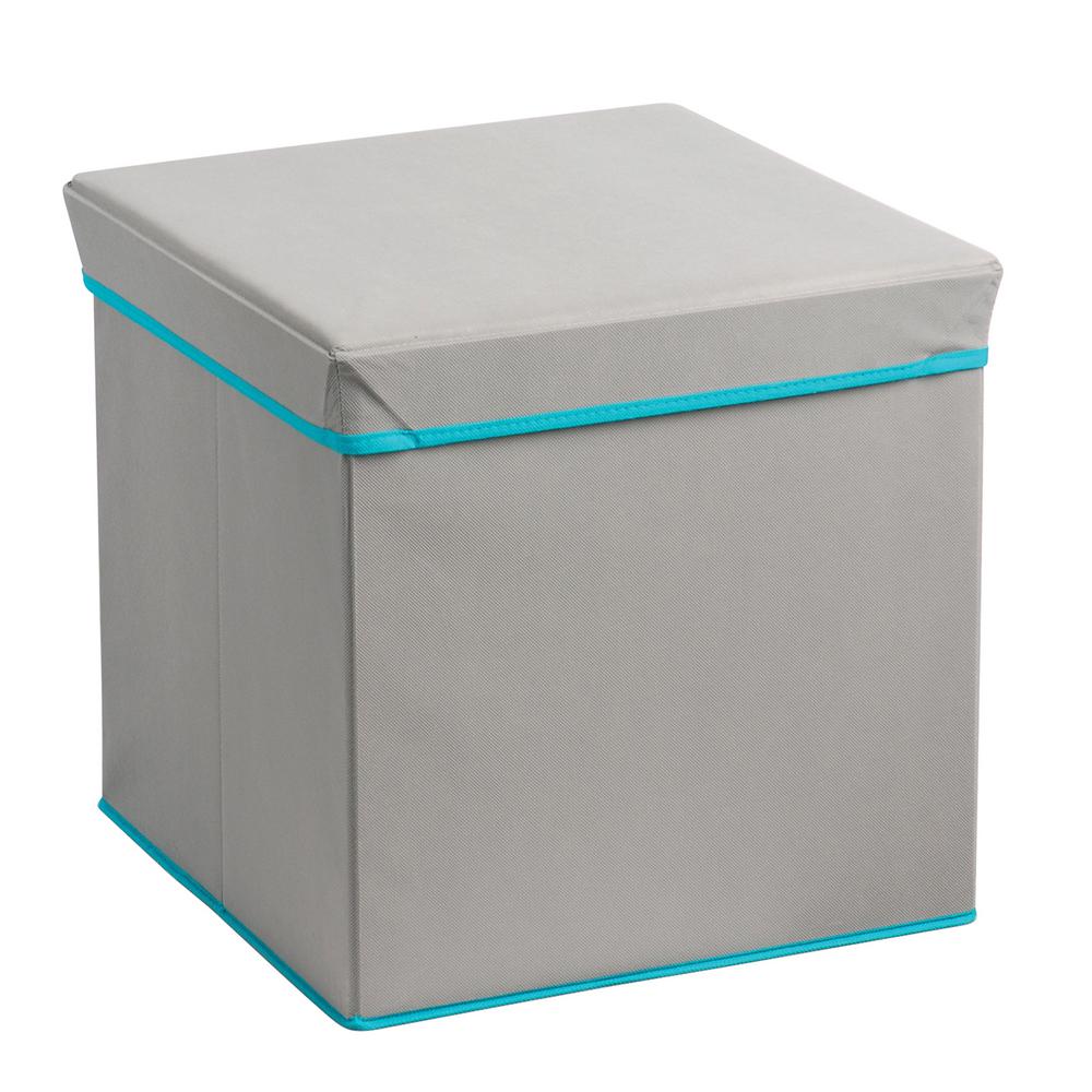 Foldable Storage Ottoman Grey and Teal22041 The Home Depot