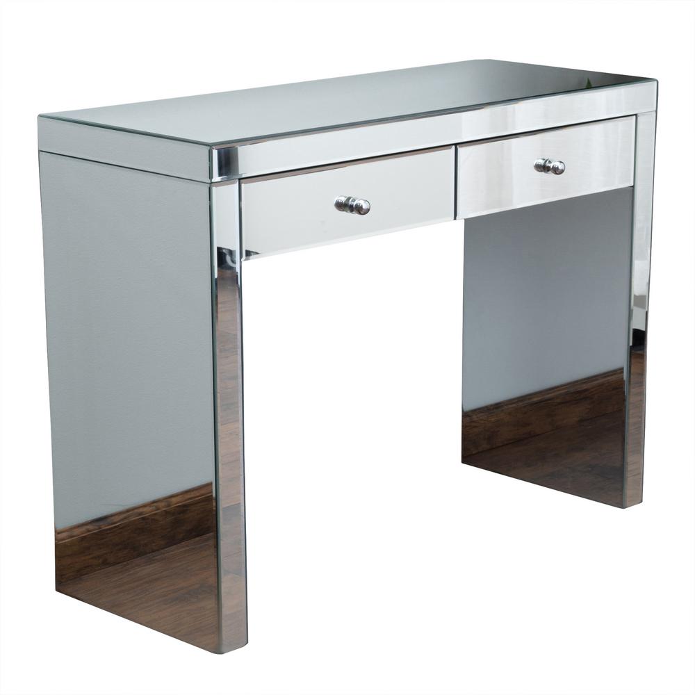 Noble House Roxie Mirrored 2Drawer Console Table295463 The Home Depot