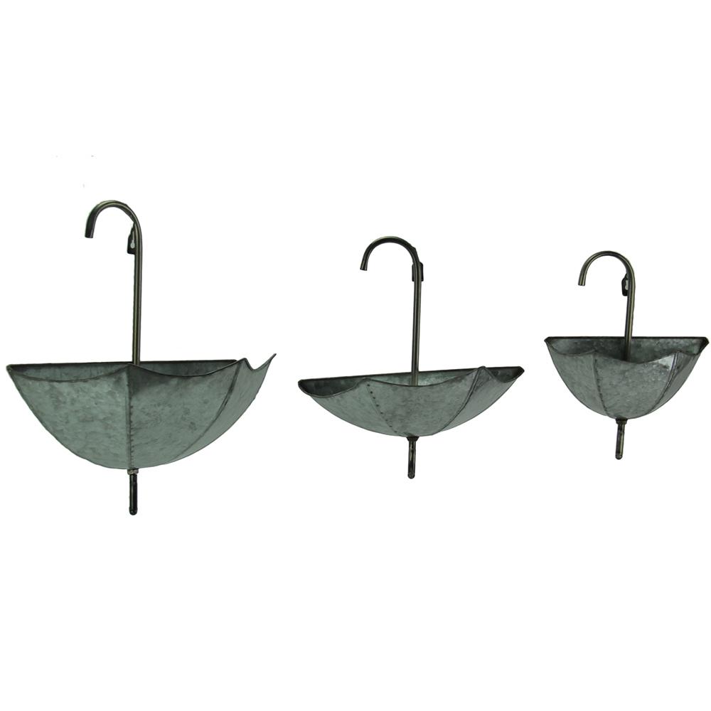 Planter Box Metal No Additional Features Planters Garden Galvanized Zinc Finish Metal Wall Mounted Umbrella Planters Set Of 3