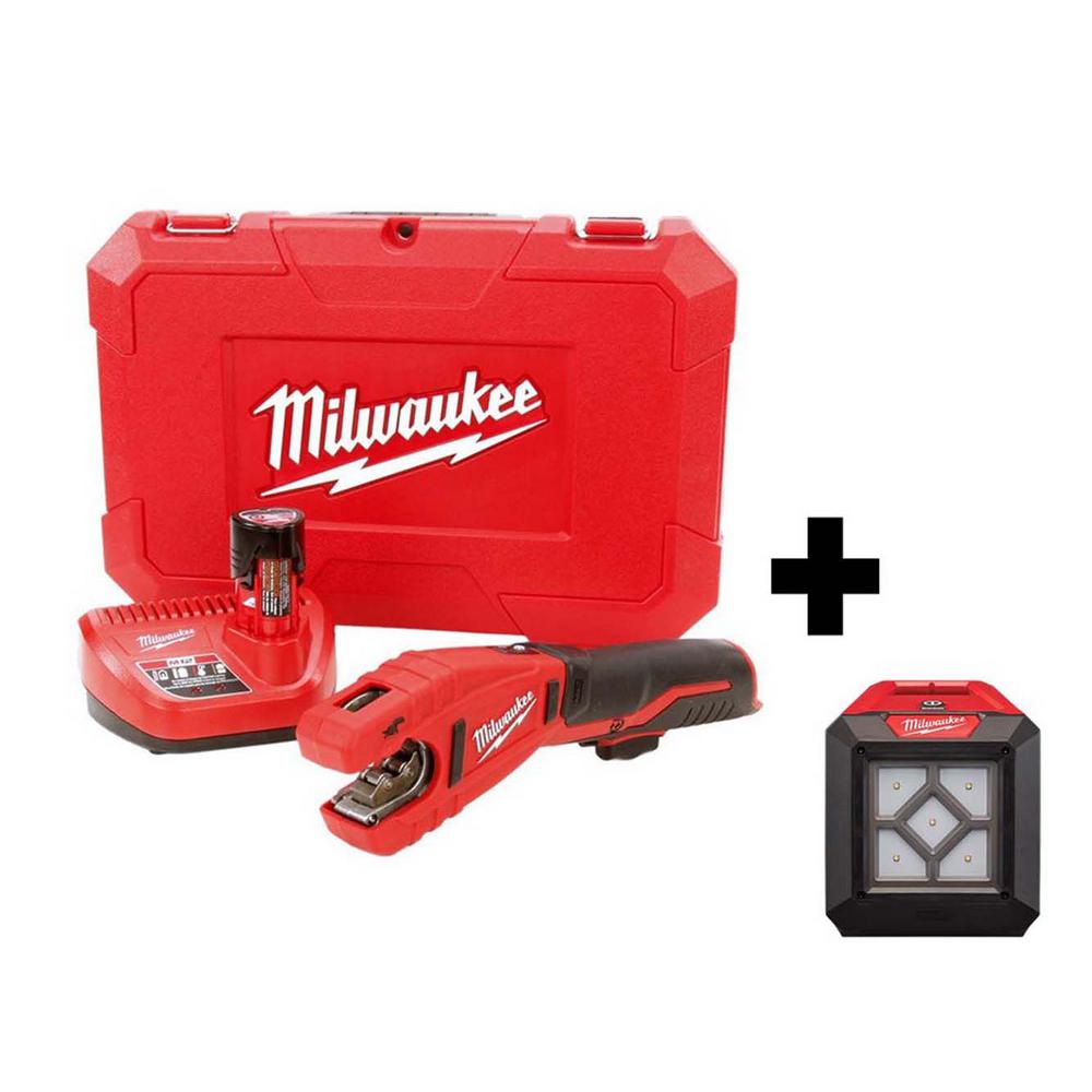 Milwaukee M12 12Volt LithiumIon Cordless Copper Tubing Cutter Kit with Free 1000 Lumens M12
