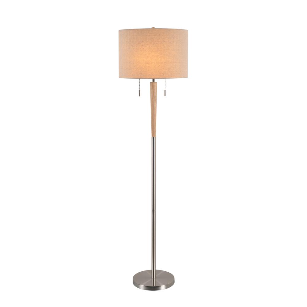Floor Lamp With Cream Drum Shade
