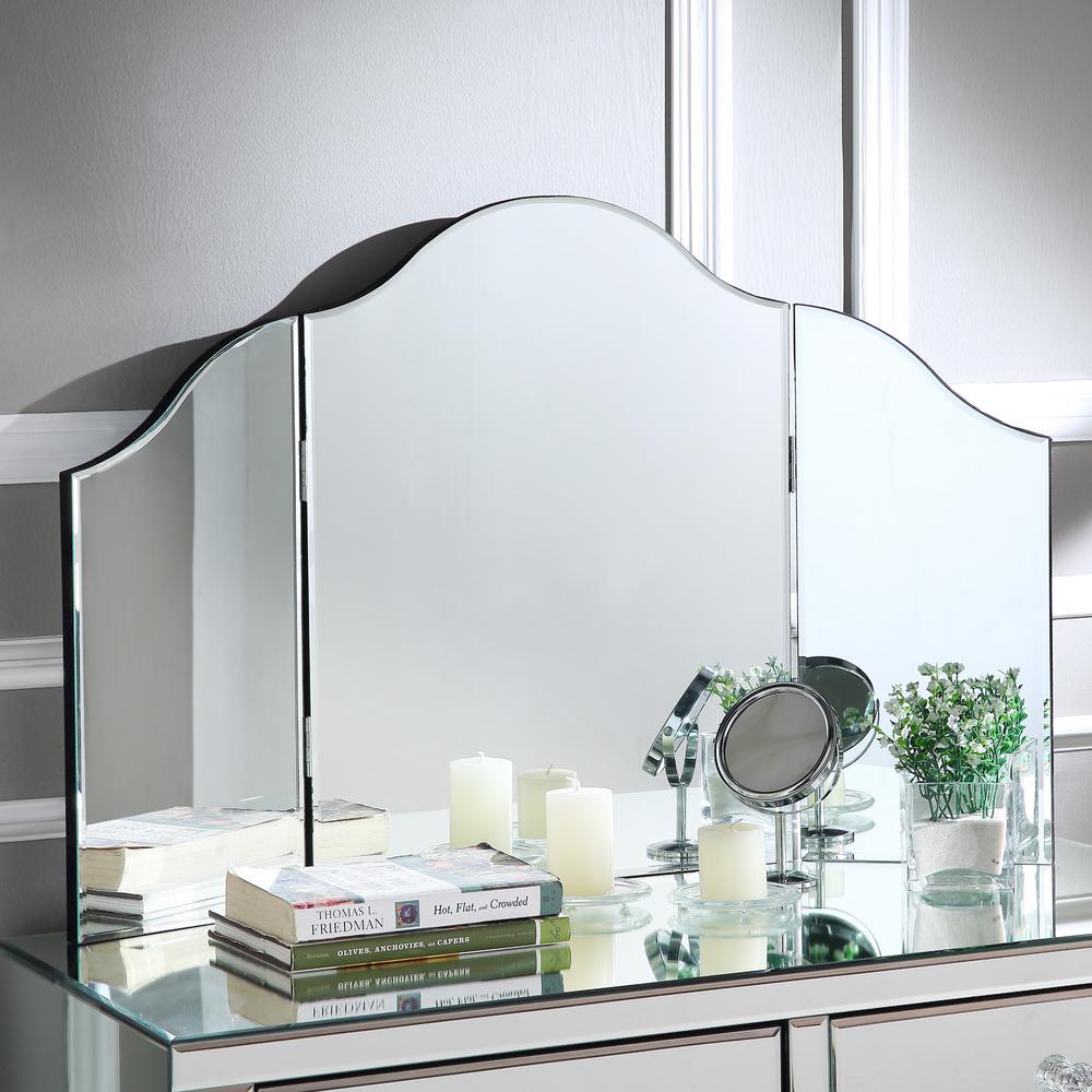 Inspired Home Renee Frameless Modern Contemporary Tri Fold Tabletop Vanity Mirror No Color Jf38 07nc Hd The Home Depot