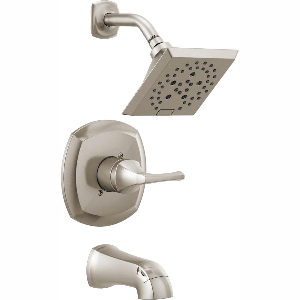 Delta Portwood Single Handle 5 Spray Tub And Shower Faucet With H2okinetic In Spotshield Brushed Nickel Valve Included 144770 Sp The Home Depot
