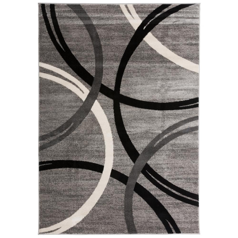 World Rug Gallery Modern Abstract Circles Gray 5 ft. 3 in. x 7 ft. 3 in