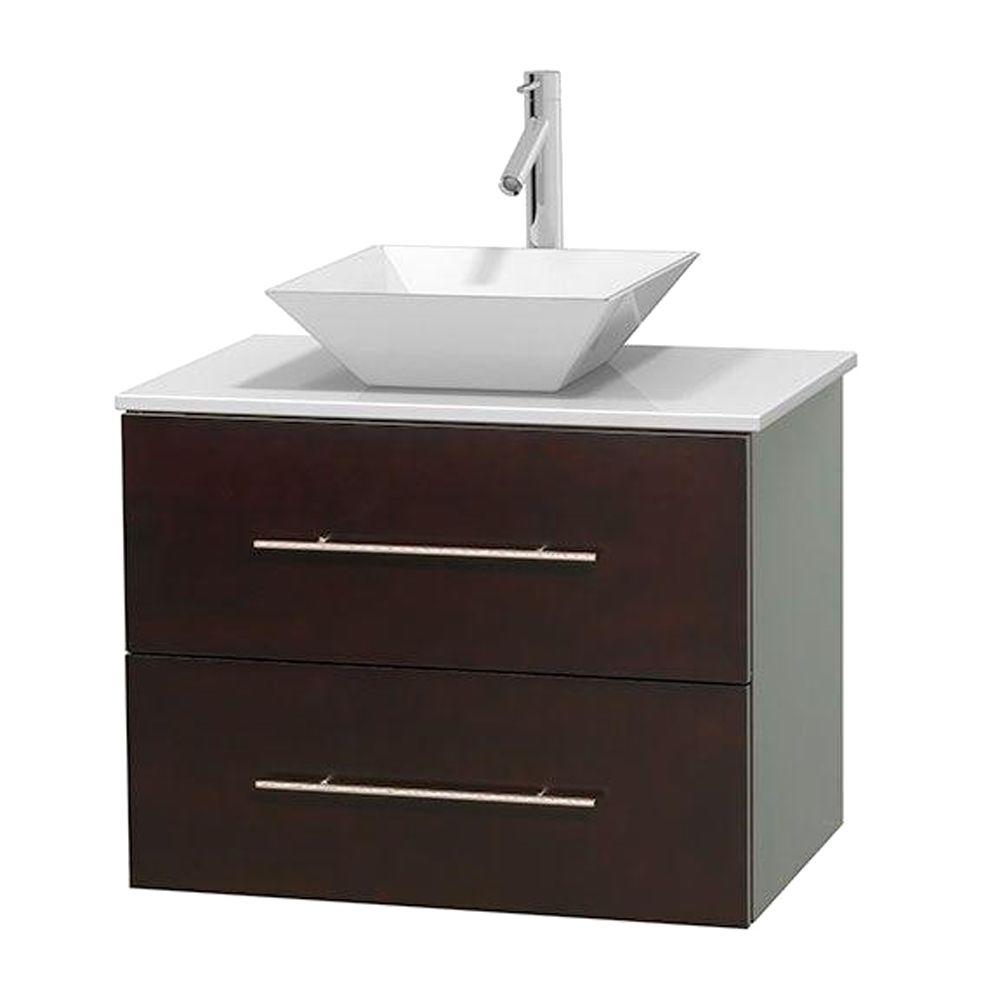 Wyndham Collection Centra 30 in. Vanity in Espresso with SolidSurface