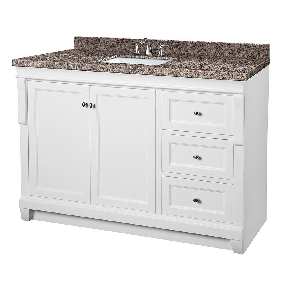 Pegasus Naples 49 in. W x 22 in. D Vanity in White with Granite Vanity
