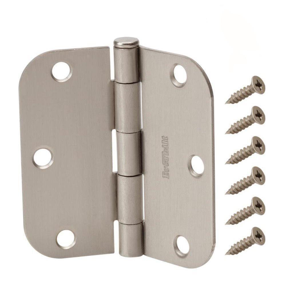 Everbilt 3-1/2 in. x 5/8 in. Radius Satin Nickel Door Hinge Value Pack (24 per Pack)