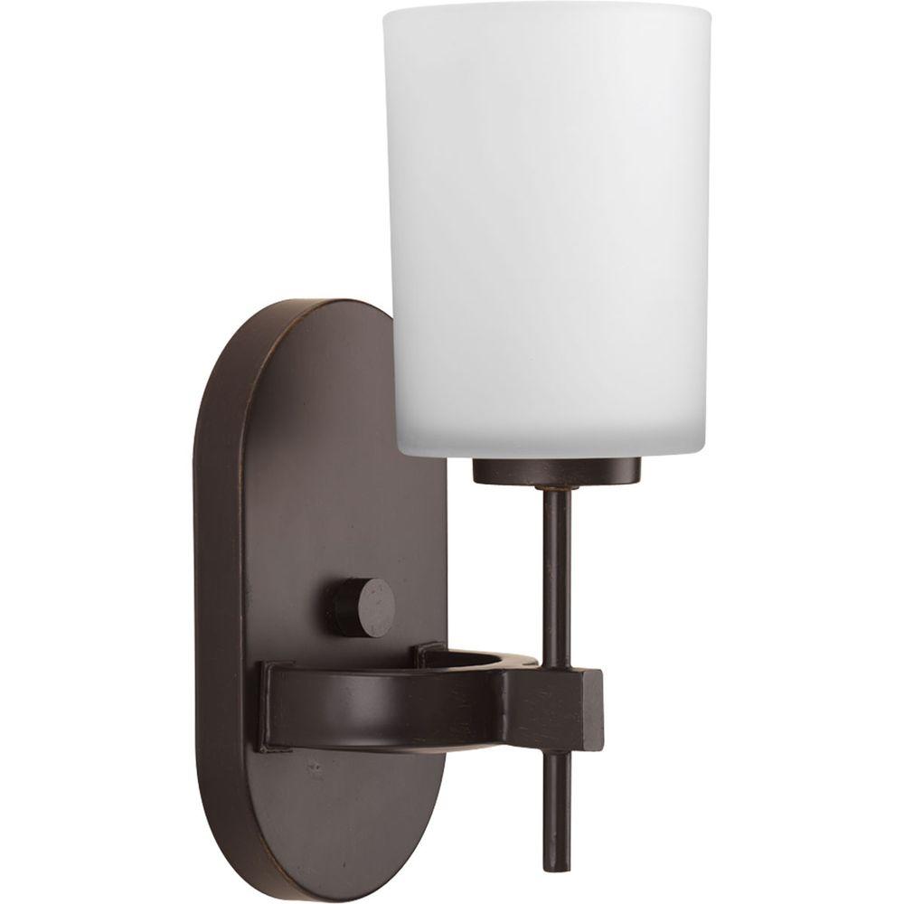 Progress Lighting Compass Collection 1 Light Antique Bronze Wall Sconce With Opal Etched Glass