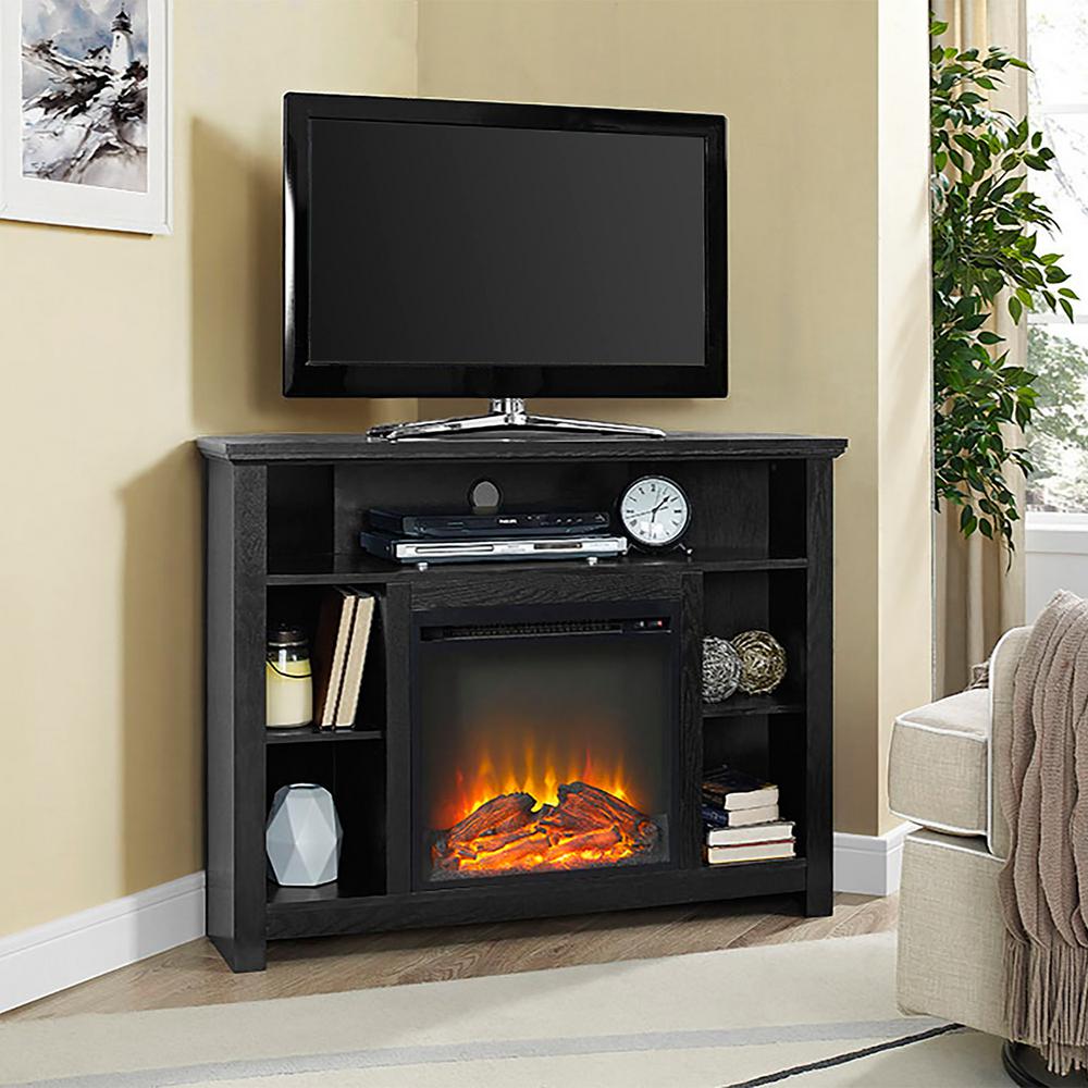 Corner Unit Tv Stands Living Room Furniture The Home Depot Highboy Black Fire Place Entertainment Center