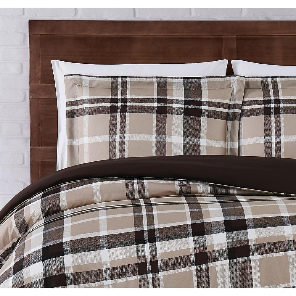 Truly Soft Paulette Plaid Taupe Twin Xl 2 Piece Duvet Cover Set