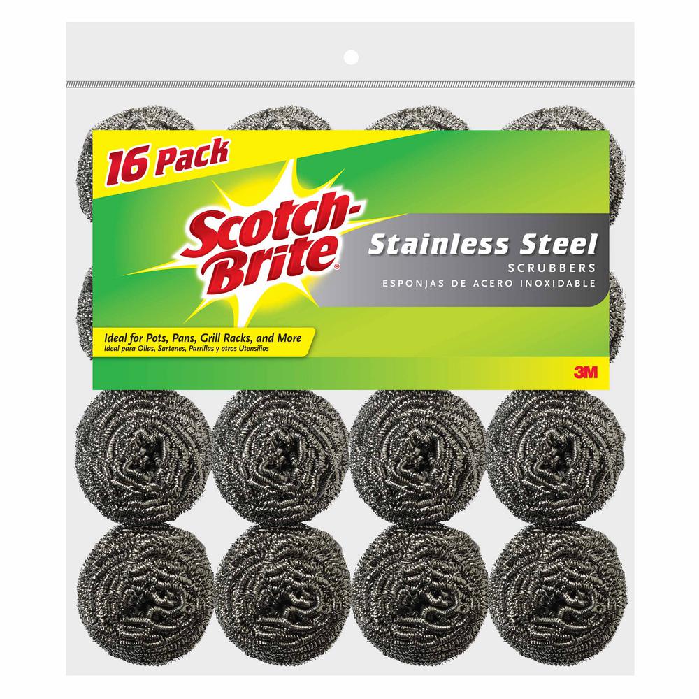 M Scotch Brite In X In Stainless Steel Scrubbers Pack The Home Depot