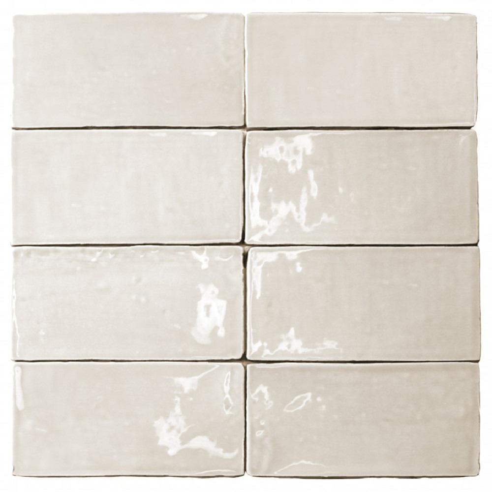 BOX OF COOL WHITE CERAMIC WALL TILE.MADE IN SPAIN.21 PIECES PER BOX 8/" X 8/"