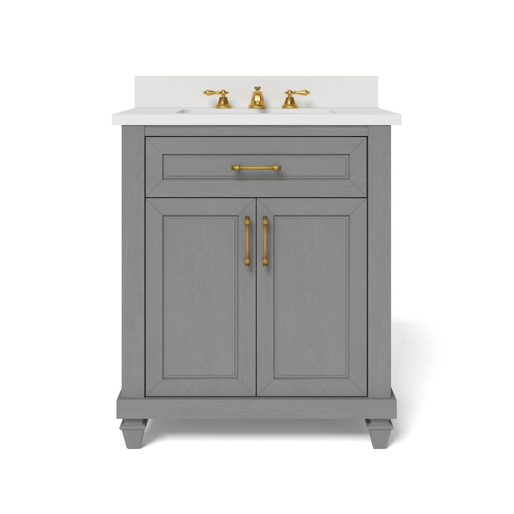 Home Decorators Collection Grovehurst 30 In W X 34 5 In H Bath Vanity In Antique Grey With Engineered Stone Vanity Top In White With White Basin Hdc30dgv The Home Depot