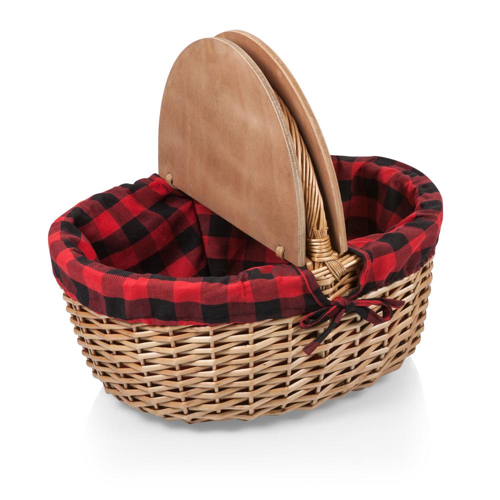 Picnic Time Country Red & Black Wood Picnic Basket